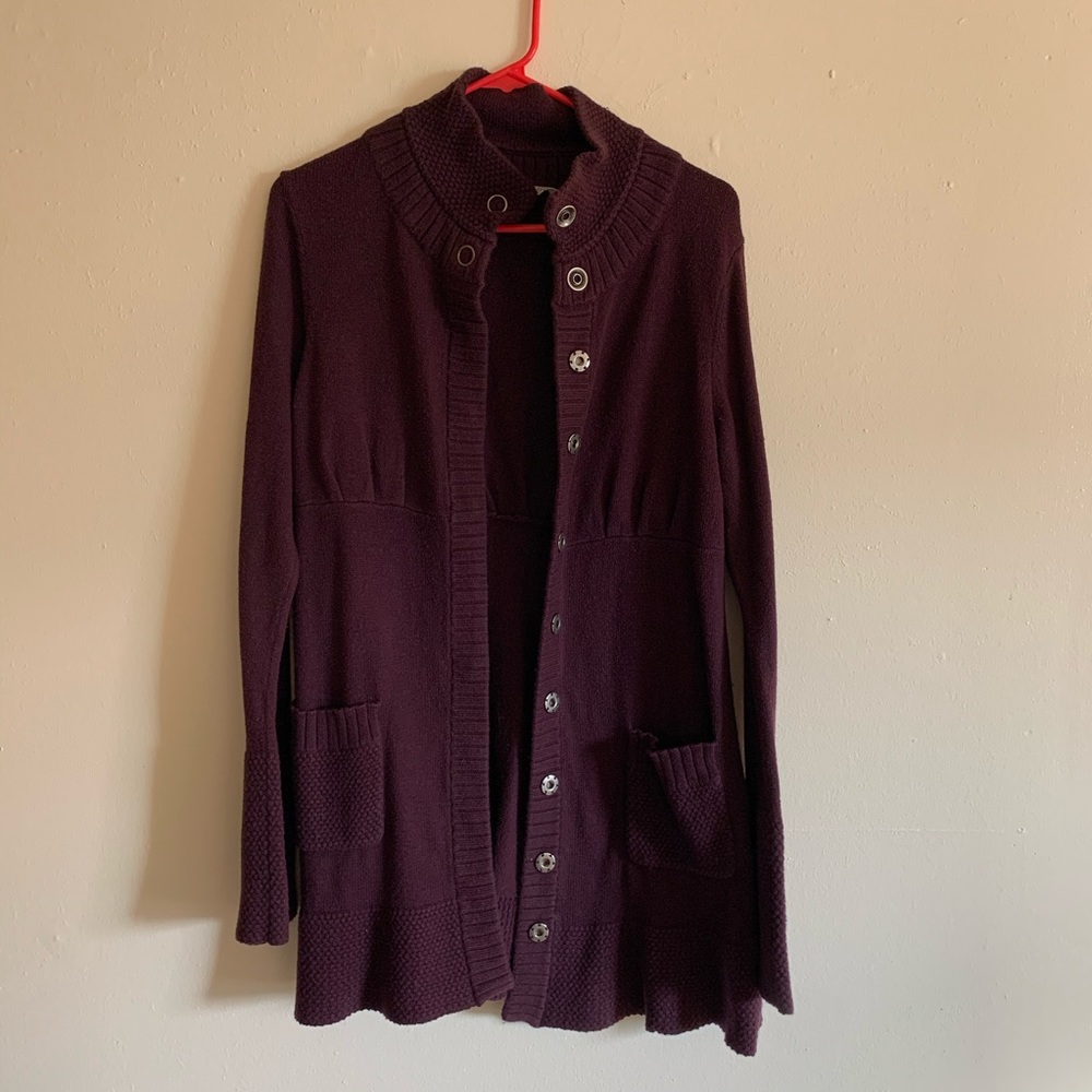 Athleta Plumb Knit Long Snap Cardigan!